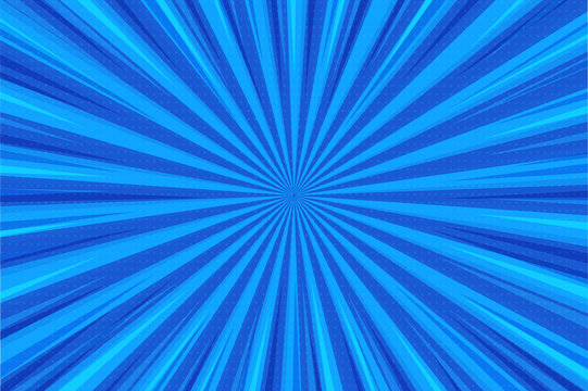 Abstract background. blue rays of light spread from the center in a comic style.