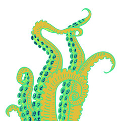 vector illustration of octopus tentacles. Drawing of a marine inhabitant.