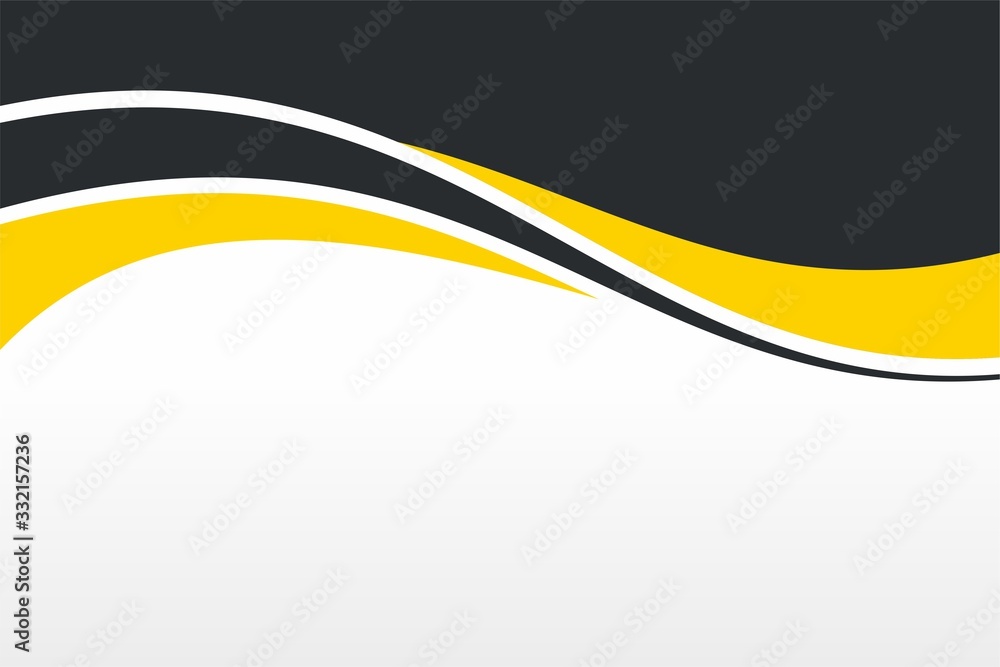 Poster abstract yellow black wave background design with empty space for text template vector