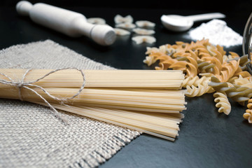 Pasta on a black background