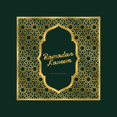Ramadan kareem islamic greeting design background, persian motif, luxury gold background ornament wallpaper vector illustration.