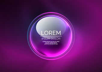 Glowing neon shiny transparent bubbles, glass circles or bio cell concept. Techno futuristic vector abstract background For Wallpaper, Banner, Background, Card, Book Illustration, landing page