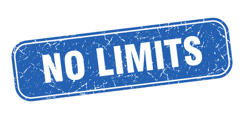 no limits stamp. no limits square grungy blue sign.