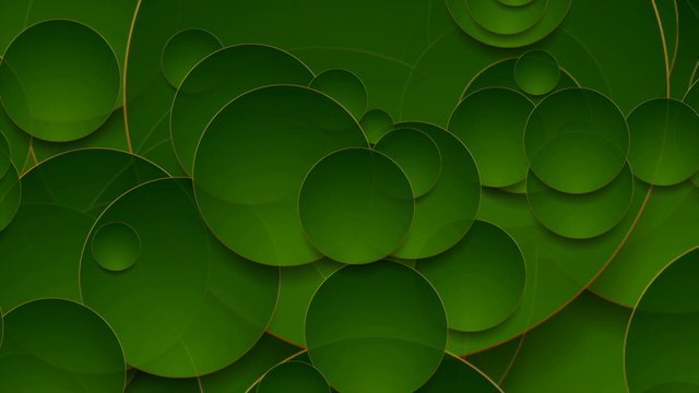Tech geometric motion design with abstract golden and green circles. Seamless looping. Video animation Ultra HD 4K 3840x2160