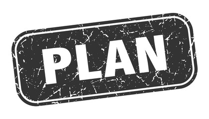 plan stamp. plan square grungy black sign.