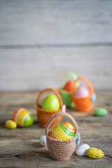Easter eggs in baskets