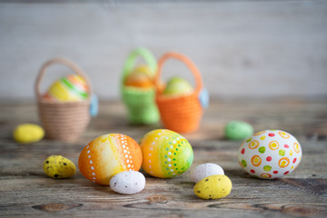 Easter eggs in baskets
