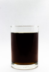 Cola drink in glass isolated on white background, copy space template.