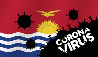 Coronavirus in Kiribati. Flag of Kiribati, words Corona Virus and virus silhouette