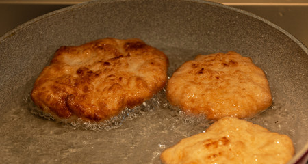 Pancakes being cooked