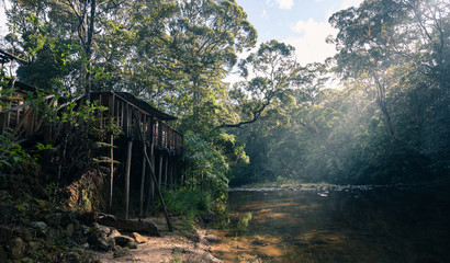 Beautiful landscape in fishing hut in Maskeliya, Sri Lanka