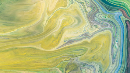 Abstract Yellow Acrylic pour Liquid marble surfaces Design.