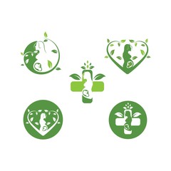 nature beauty pregnant women with leaf vector icon