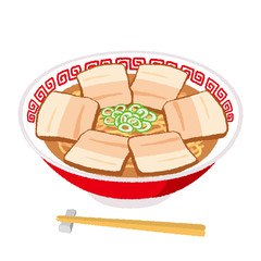 チャーシュー麺のイラスト