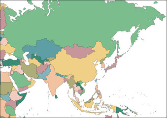 Fototapeta premium Map of the Asia continent with countries