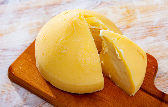 Traditional breast-shaped Galician cheese Tetilla