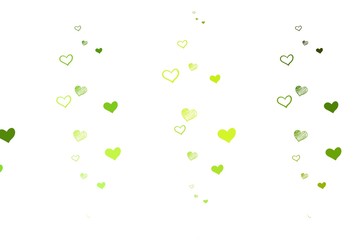 Light Green, Yellow vector template with doodle hearts.