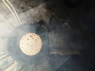 Making roti in the kitchen