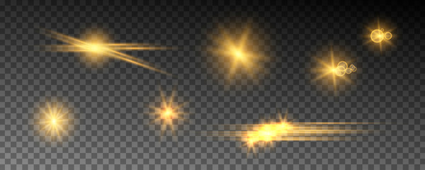 Glowing light effects isolated on transparent background