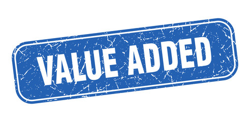 value added stamp. value added square grungy blue sign.