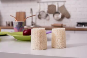 Bamboo natural eco washcloths. Zero waste concept.