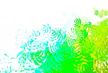 Light Blue, Green vector abstract background with leaves.