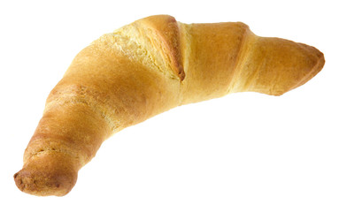 Fresh backed homemade croissant isolated on white background