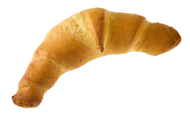 Homemade croissant on white background