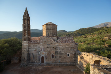The Church of St. Spyridon in Old Kardamili, Peloponnese, Greece