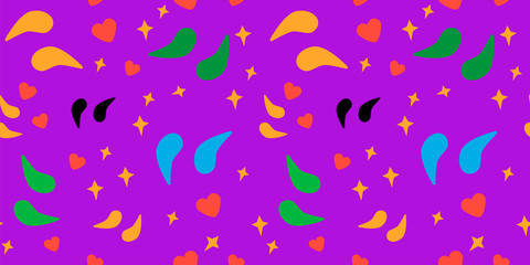 seamless pattern with multi-colored patches for skin care around the eyes on a purple background. Modern abstract design for paper, cover, fabric