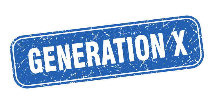 generation x stamp. generation x square grungy blue sign.