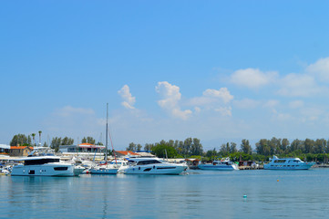 Fototapeta na wymiar Paphos harbour boats in Cyprus