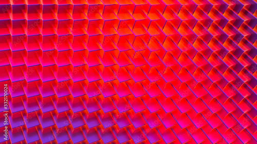 Poster minimalist colorful. abstract wallpaper background of 3d render isometric box pattern.