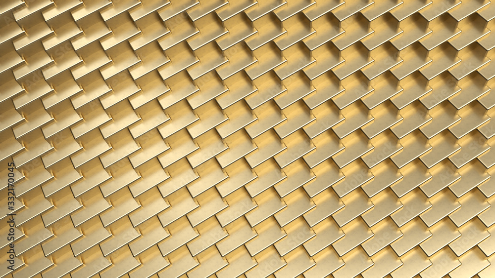 Poster minimalist golden. abstract wallpaper background of 3d isometric hexagons pattern.