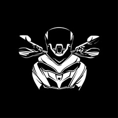Vector illustration of Adventure motorcycle silhouette on Black background