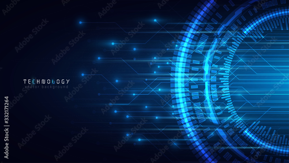 Poster blue abstract technology vector background,virtual reality communication network cyberspace business