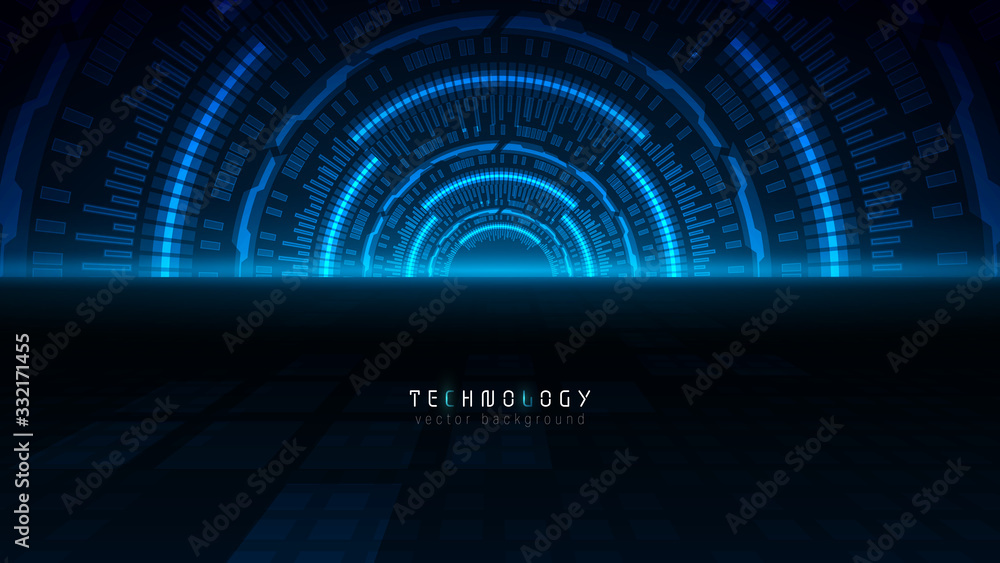 Fototapete blue futuristic interface technology abstract vector background,copy space cyberspace technology bac