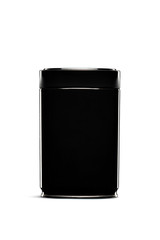 Black aluminum jar isolated on white background