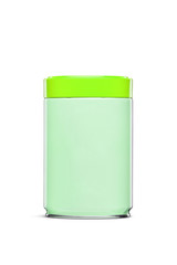 Light green aluminum jar isolated on white background