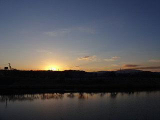 Fototapeta na wymiar Sunrise in Hachinohe City, Japan