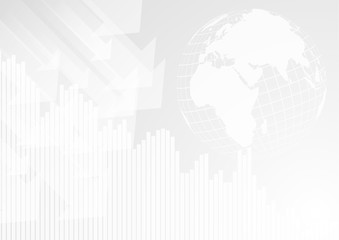 Vector : Decrease arrows and graph with world on gray background