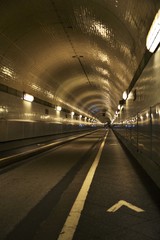 empty elbe tunnel in hamburg germany