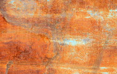 Textured red rust wall background, aged vintage surface, horizontal.