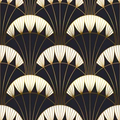 Nahtloses Muster der goldenen schwarzen Art-Deco-Architektur © Cienpies Design