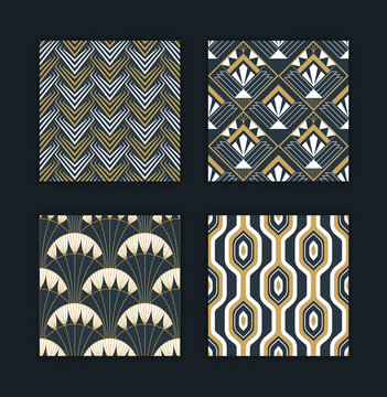 Vintage Abstract Art Deco Gold Pattern Set