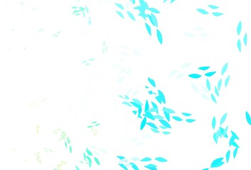 Light Blue, Green vector doodle texture with leaves.