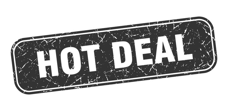 hot deal stamp. hot deal square grungy black sign.