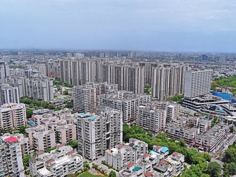 Fototapeta Cityscape of Noida & Indirapuram India. Bird Eye View.