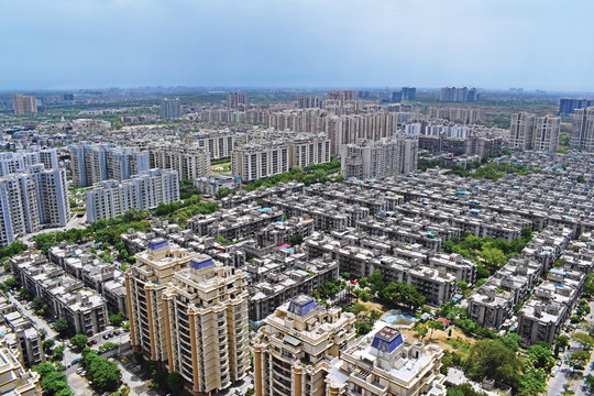 Cityscape Of Noida & Indirapuram India. Bird Eye View.