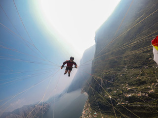 extreme paraglider point of view